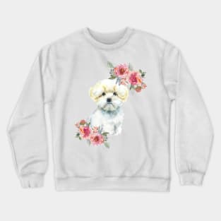 Cute Maltese Puppy Watercolor Art Crewneck Sweatshirt